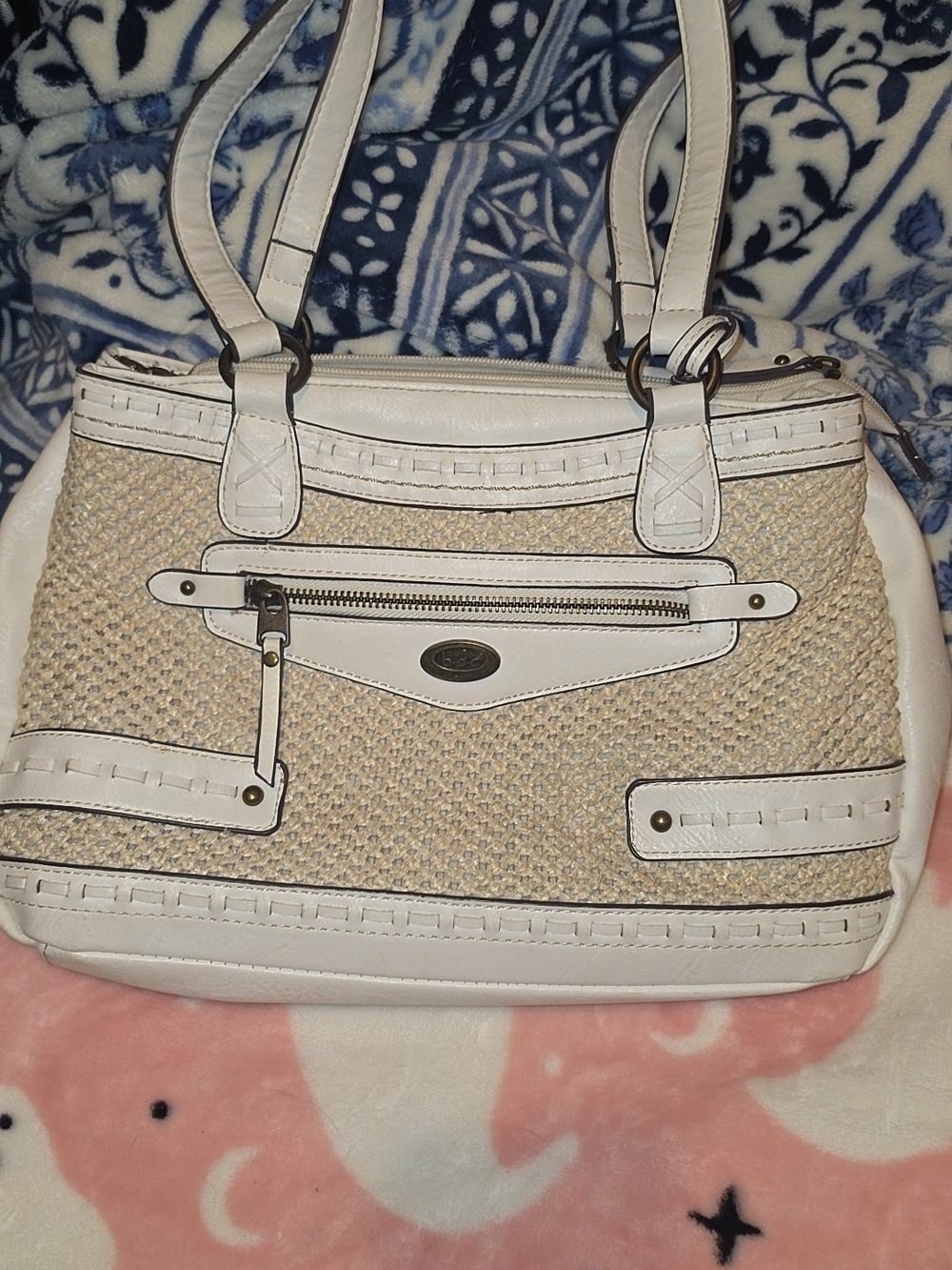 Women’s Woven B.O.C Tote Bag with White Trim